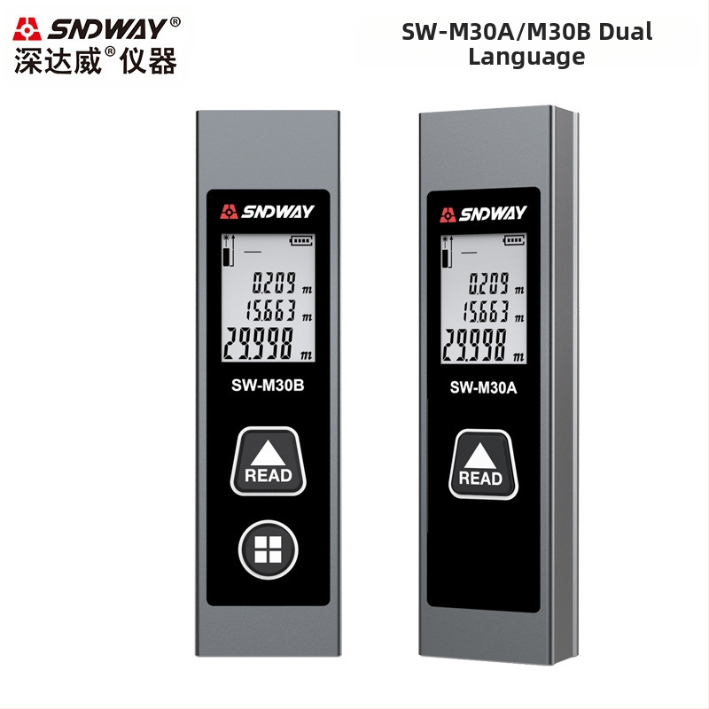 Лазерен измервател на разстояние SW-M30A от SNDWAY/Deep Dawei, инфрачервен лазерен измервател, обхват 30 м, точност ±5 мм + разстояние/10 000