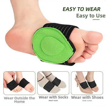 Arch Half Cushion ortopēdiska pēdas paliktnis — universāls pieaugušajiem, elastīgs adīts audums ar SBR terry, piemērots skriešanas kurpēm, ādas kurpēm un sandāļām