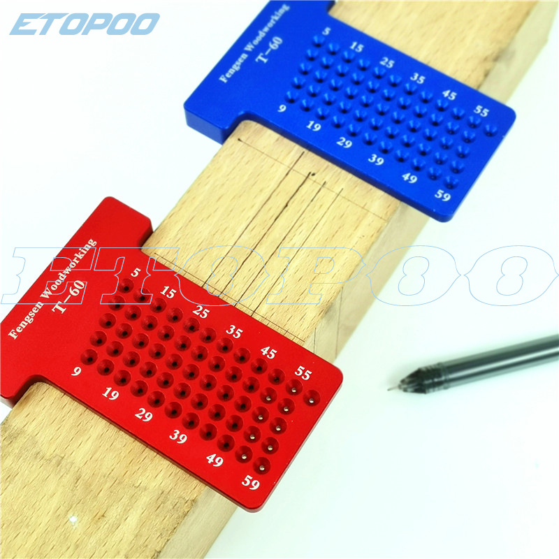 HUOTO T60 дупкова линейка – дървообработващ инструмент за чертане и маркиране, комплект 50 бр.