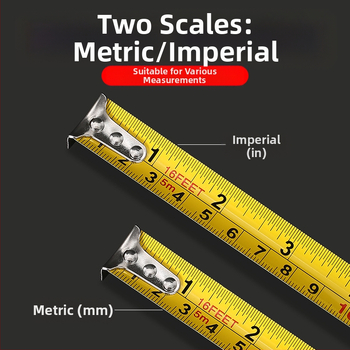 Μετρητής ταινίας με επίστρωση, διπλή κλίμακα μετρική-Imperial, 5 μ. μήκος, ενισχυμένος και ανθεκτικός στην πτώση