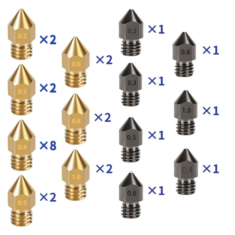 MK8 месингов закален накрайник за 3D принтер – печатна глава и комплект за почистване
