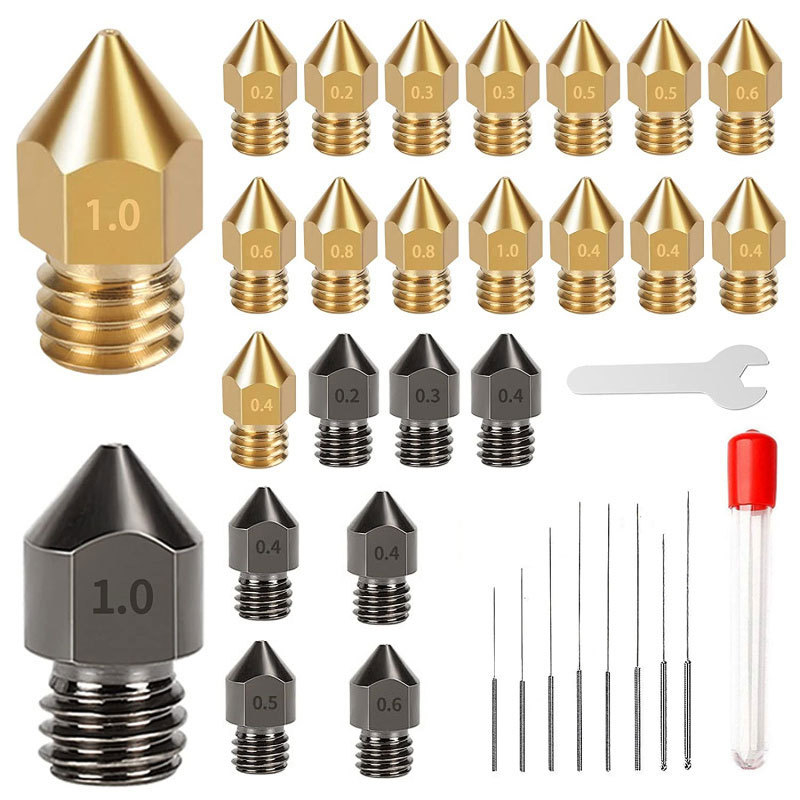 MK8 месингов закален накрайник за 3D принтер – печатна глава и комплект за почистване