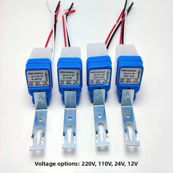 AS-10 gatvės apšvietimo valdiklis su šviesos jutikliu, automatinis režimas, išjungimo atidėjimas 15 s, įtampa 12/110/220V