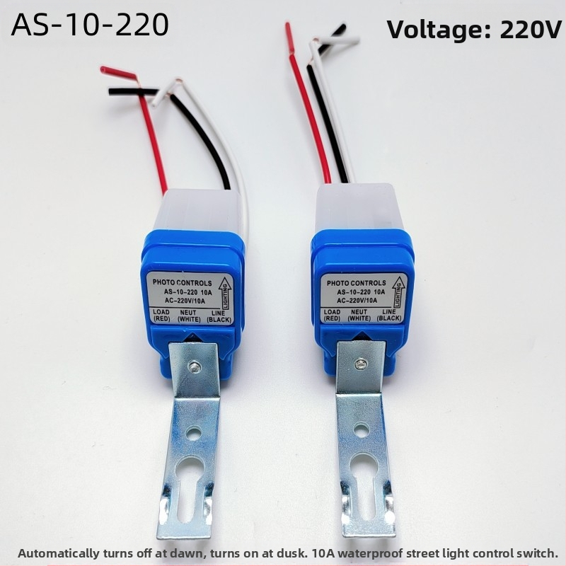 AS-10 gatvės apšvietimo valdiklis su šviesos jutikliu, automatinis režimas, išjungimo atidėjimas 15 s, įtampa 12/110/220V