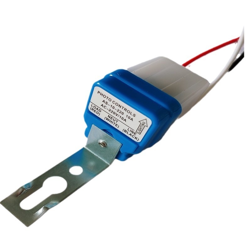 AS-10 gatvės apšvietimo valdiklis su šviesos jutikliu, automatinis režimas, išjungimo atidėjimas 15 s, įtampa 12/110/220V