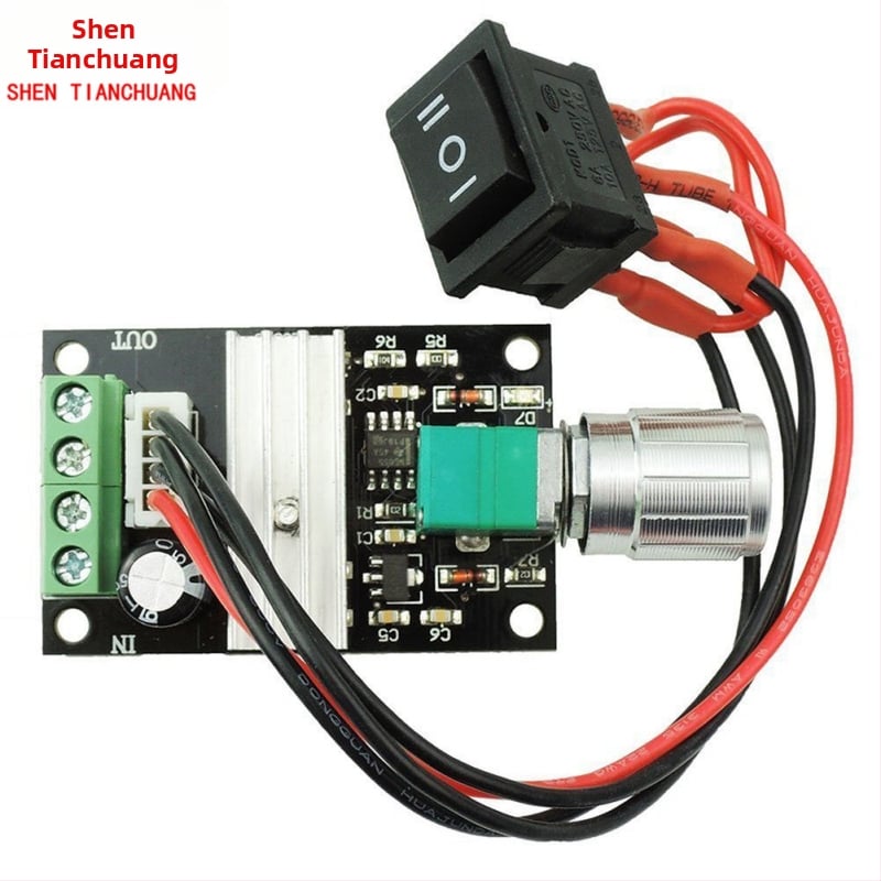PWM регулатор на скоростта за DC мотор 6V–24V, 3A, напред/назад с превключвател