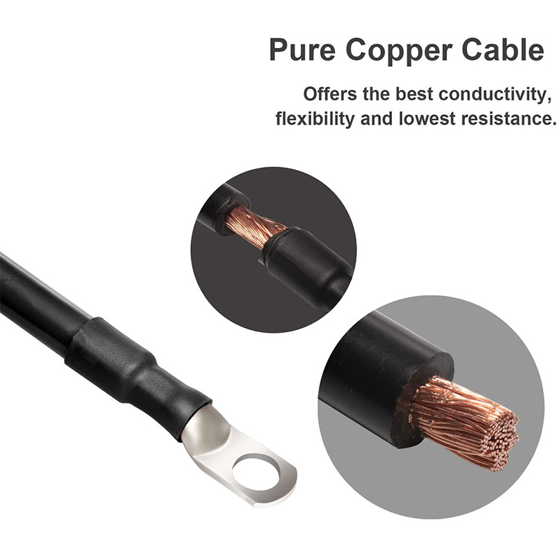 2AWG automobilių akumuliatoriaus jungiamasis laidas, gryno vario laidininkas, skerspjūvis 35 mm², kaučiuko izoliacija