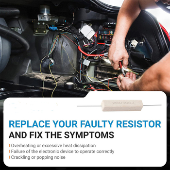 Пакет от 5 керамични резистори с цимент, 25W, 300Ω