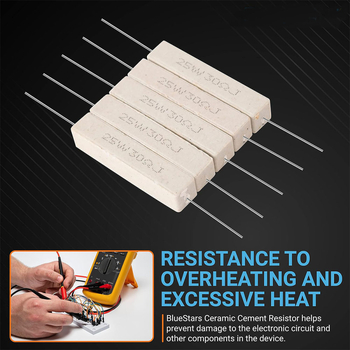 Пакет от 5 керамични резистори с цимент, 25W, 300Ω