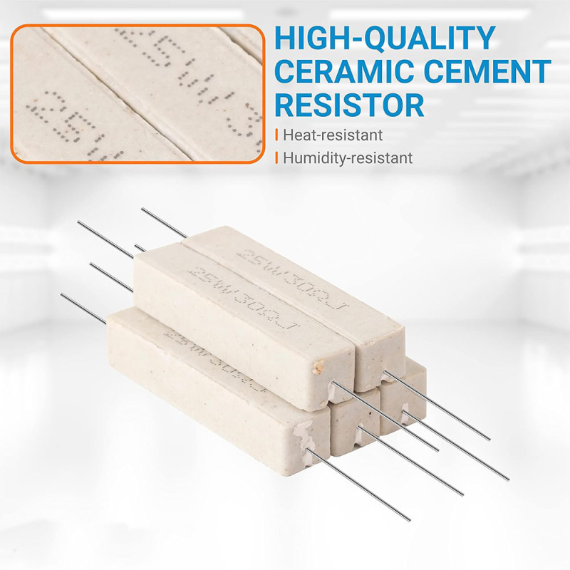 Пакет от 5 керамични резистори с цимент, 25W, 300Ω