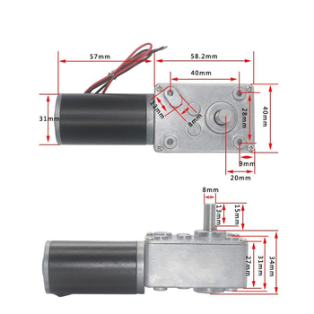 12V DC червячен мотор с редуктор, висок въртящ момент и обратимо задвижване