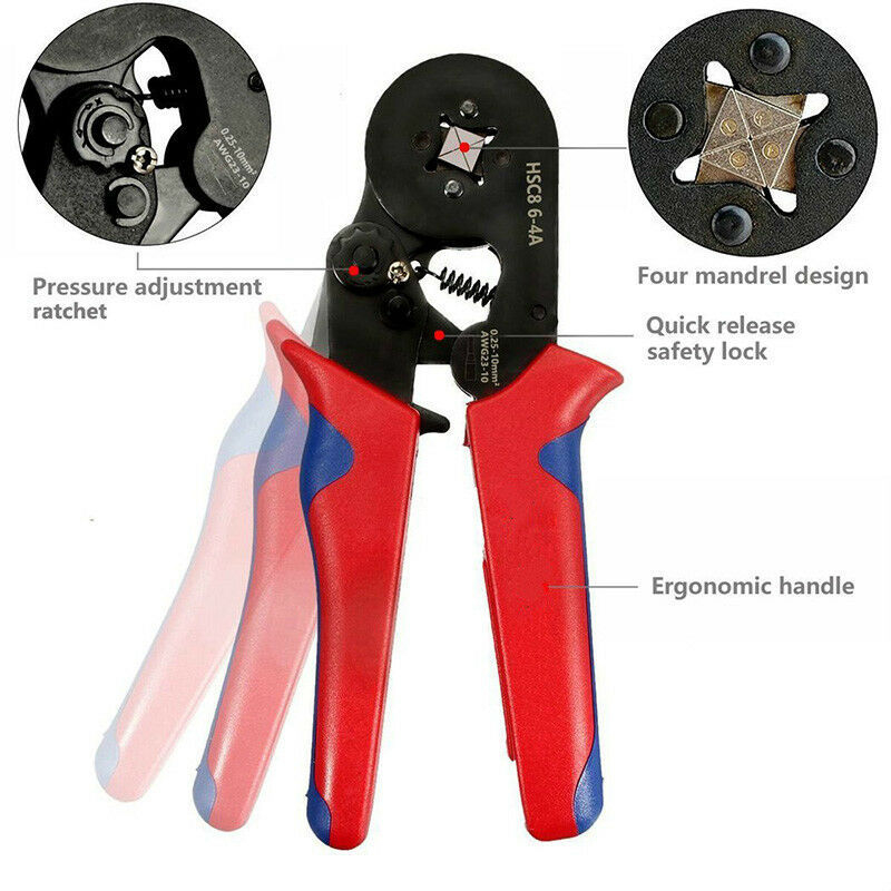 JYDQ sprogimui atsparios Europos stiliaus vamzdinių krimpavimo replės, daugiafunkcinės, crimpenimo diapazonas 0.26–7, chromo-vanadžio lydinio plienas