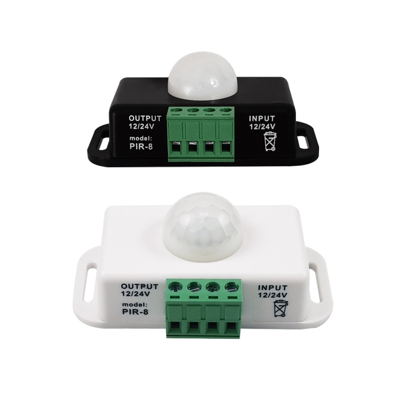 Vidaus PIR kūno jutiklis, 12–24 V DC, 30 s delsos laikas, dienos šviesos jutiklis, lubų/ sienos montavimas, skirtas koridoriams