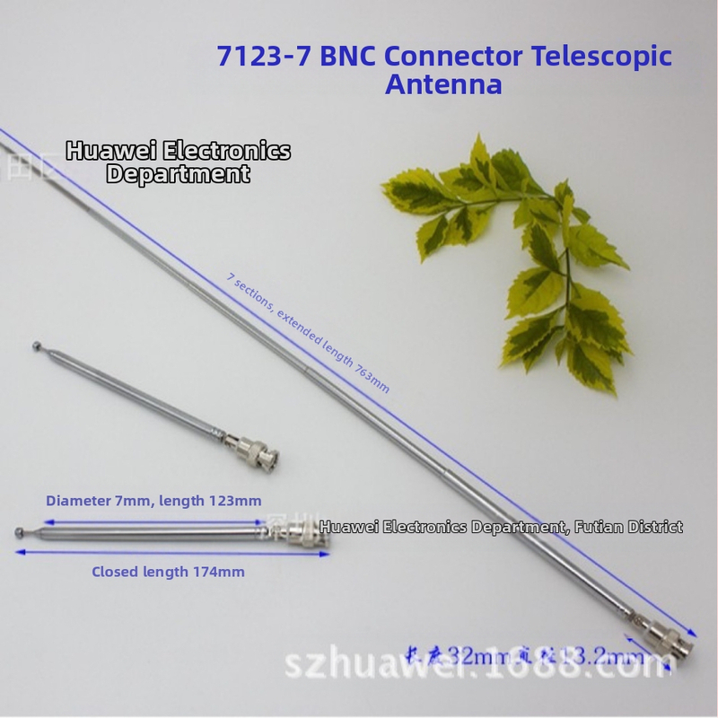 Телескопична антена с пръчка 25–1300 MHz, 7 секции, BNC конектор, глава Q9