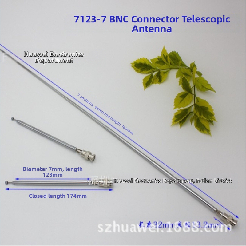 Телескопична антена с пръчка 25–1300 MHz, 7 секции, BNC конектор, глава Q9