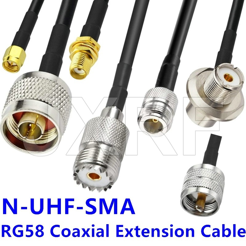 RG58 koaksialinis kabelis, UHF PL259 vyriška–vyriška jungtis, RF kabelis su mažu nuostoliu perdavimui