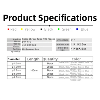 Комплект термоусадими тръби, серия 100D, 260°C, 1000V, Огнеустойчивост V2, Пластмаса