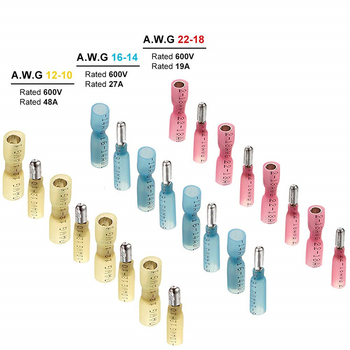 XIXIANNA BT000137 Ακροδέκτες bullet με θερμομόνωση, αρσενικοί και θηλυκοί, για ηλεκτρικές εγκαταστάσεις