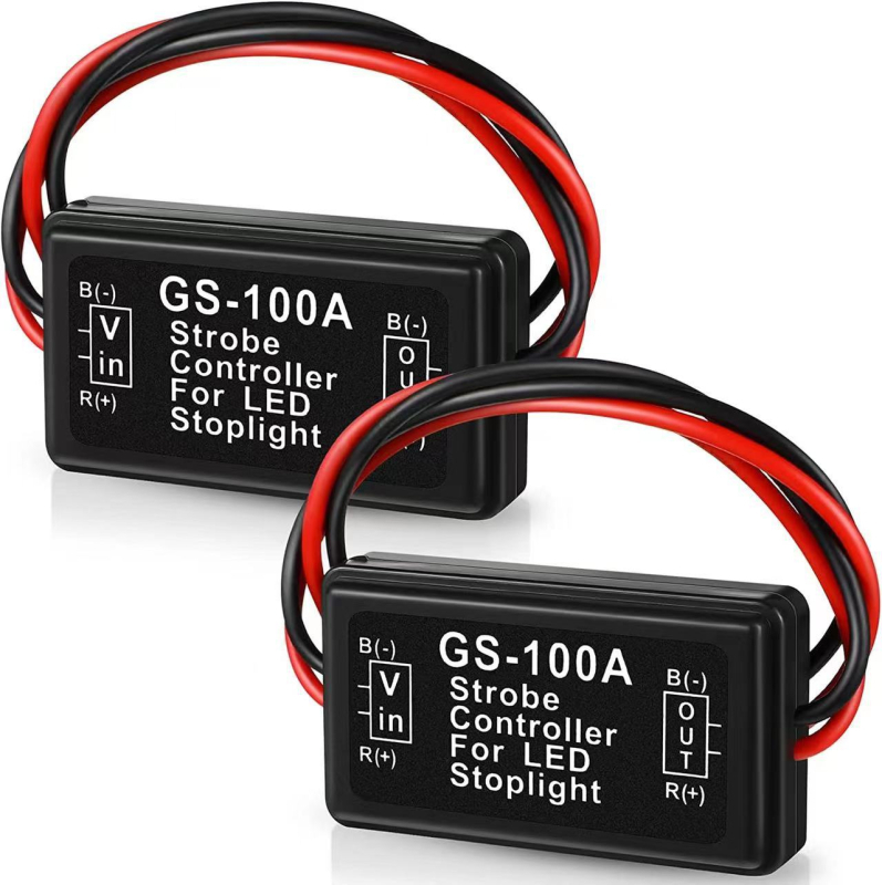 GS-100A auto gaismas vadības bloks, 12–24V, augšējā bremžu gaismas vadība, LED signāls, ABS korpuss