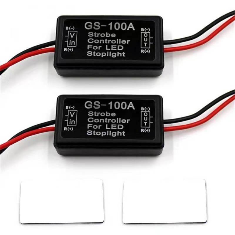 GS-100A autó lámpa vezérlő, 12–24V, magas féklámpa vezérlés, LED jelzés, ABS ház