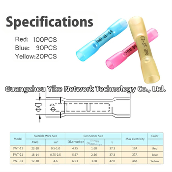 Σετ τερματικών με θερμική συρρίκνωση, αδιάβροχο, 100 τεμάχια; μονωτικό υλικό: θερμοπλαστικό; υλικό επαφής: χαλκός; μάρκα: Shenghangera; εφαρμογή: ηλεκτρικές εγκαταστάσεις