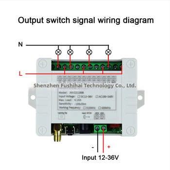 Bezvadu attālruna vadības slēdzis auto aizmugurējā pacēlāja ierīcei, DC12-36V, 4 kanāli, 433MHz, CE