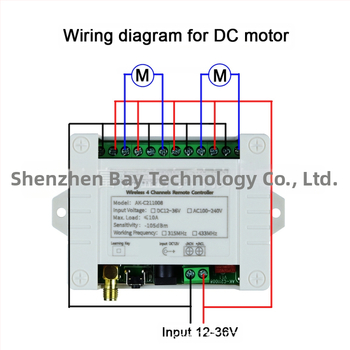 Bezvadu attālruna vadības slēdzis auto aizmugurējā pacēlāja ierīcei, DC12-36V, 4 kanāli, 433MHz, CE