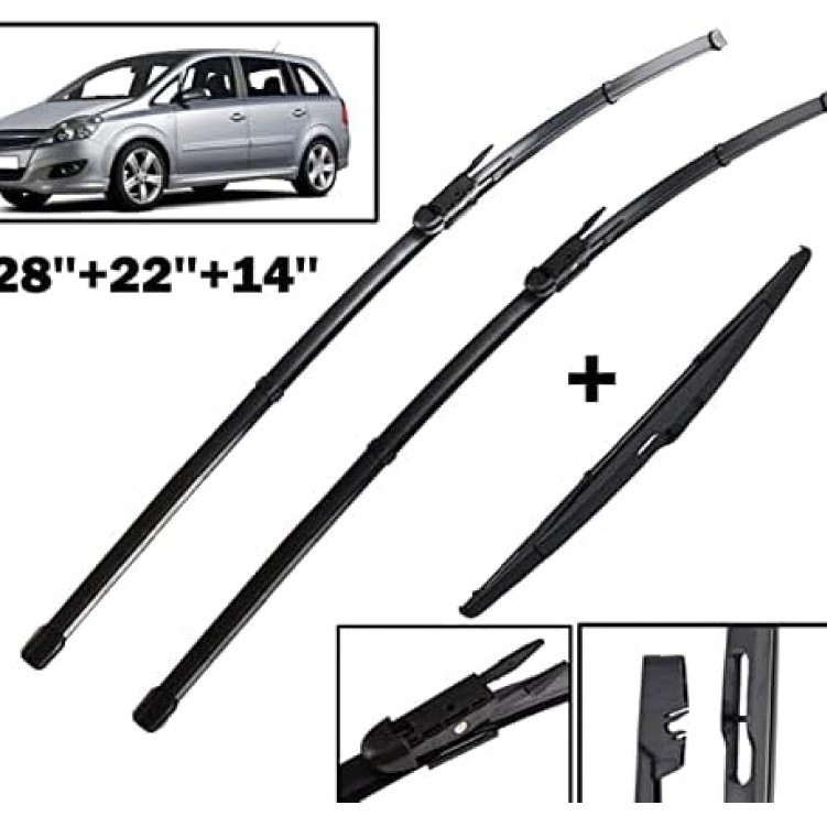 Предна чистачка за Vauxhall Zafira B (2005-2011) – естествен каучук + стоманена плоча, 12V, частично изтриване