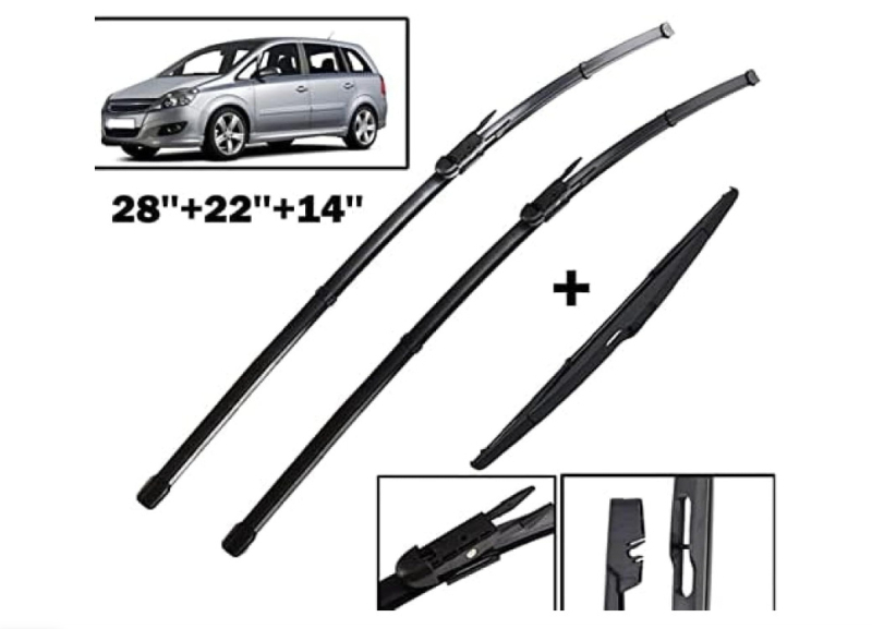 Предна чистачка за Vauxhall Zafira B (2005-2011) – естествен каучук + стоманена плоча, 12V, частично изтриване