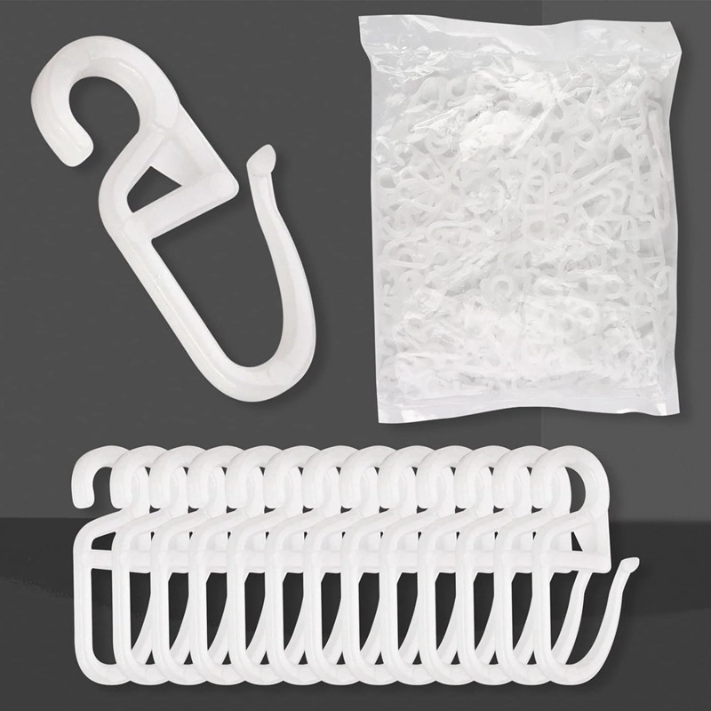 S tipo ratukas 100 vnt komplektas užuolaidų priedai, plastikas, suderinamas su visų tipų užuolaidomis, pritaikymo apdorojimas, licencijuota privataus prekės ženklo etiketė, šiuolaikiškas minimalistinis stilius