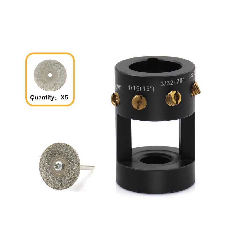 Wolfram-elektróda csiszolófej TIG hegesztéshez, többszögű és offset vágású gyémántkővel; univerzális kompatibilitás; alumíniumötvözet test