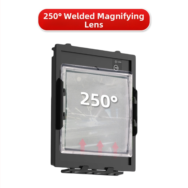 Suvirinimo kaukė su PC lęšiu, PC medžiaga, dioptrijų diapazonas 0.75–3.00, tamsinimo ribos 75–300, galvos tvirtinimo stilius