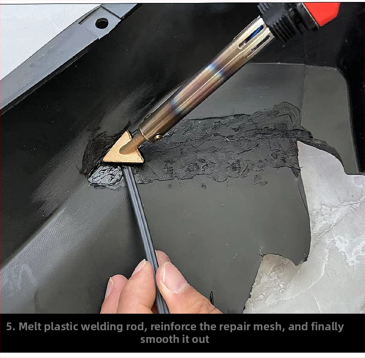 Инструмент за ремонт на автомобилна броня: запълване на дупки и поправка на пукнатини по пластмасови части с универсално горещо заваряване.