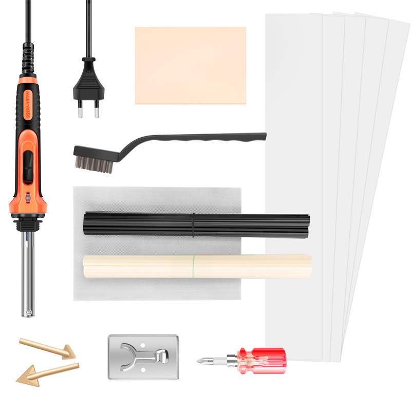 Alat za popravak automobalskog branka od plastike: popunjavanje rupa i popravak pukotina uz univerzalni pištolj za topljenje.