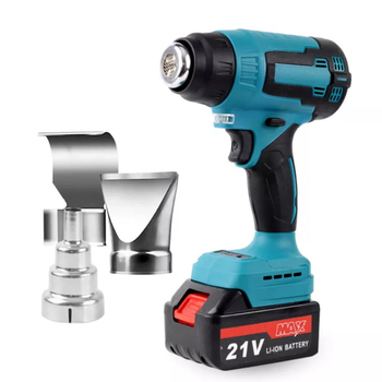 Преносим ръчен термовъздушен пистолет с регулируема температура, LED индикатор, защита от прегряване, литиева батерия (напрежение 50–250 V AC/DC)