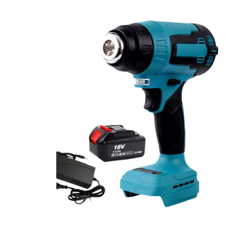 Преносим ръчен термовъздушен пистолет с регулируема температура, LED индикатор, защита от прегряване, литиева батерия (напрежение 50–250 V AC/DC)