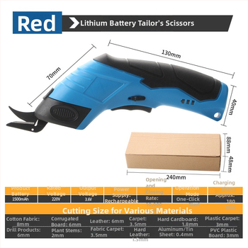 Elektrinės kirpimo žirklės su volframo plieno ašmenimis, įkraunama ličio baterija, 3,6V, skirti audiniams