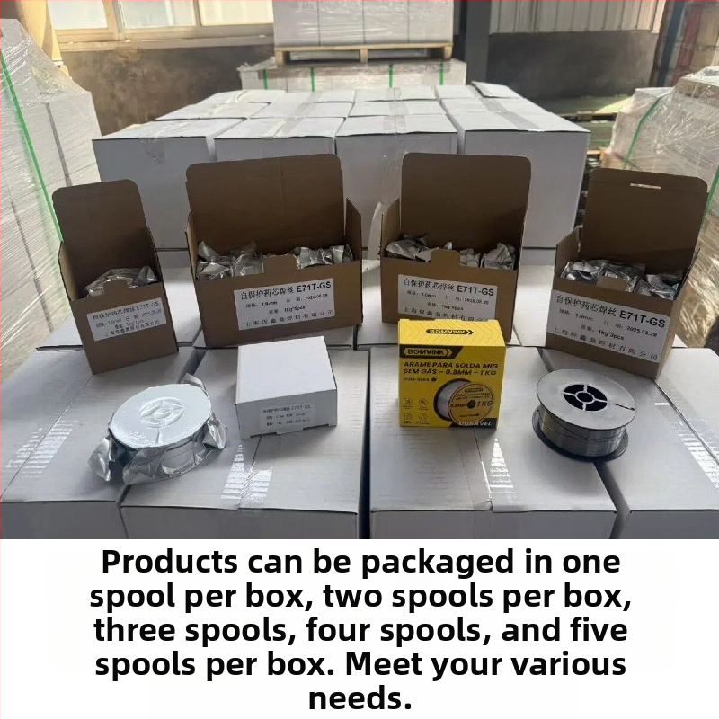 Безгазова флюсова заваръчна тел E71T-GS, самозащитена, въглеродна стомана, котушка 1 кг за домашни MIG заварки