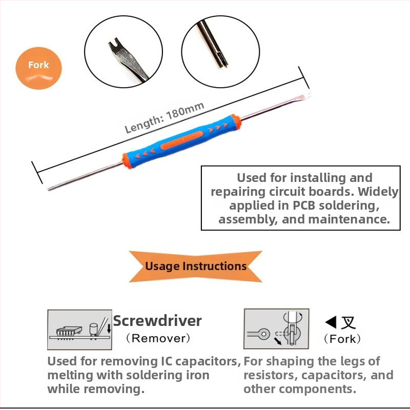 6-в-1 комплект за запояване: 6 части за електронни платки, хром ванадий стомана, метричен стандарт, за телекомуникационна поддръжка