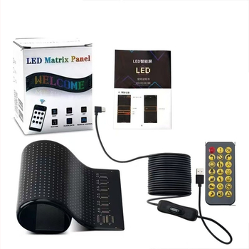 LED auto mīksts displejs reklāmai - elastīgs USB reklāmas displejs ar Bluetooth lietotni, modeļa Devil`s Eye, PU+FPCB, 10W, 5V, 2A