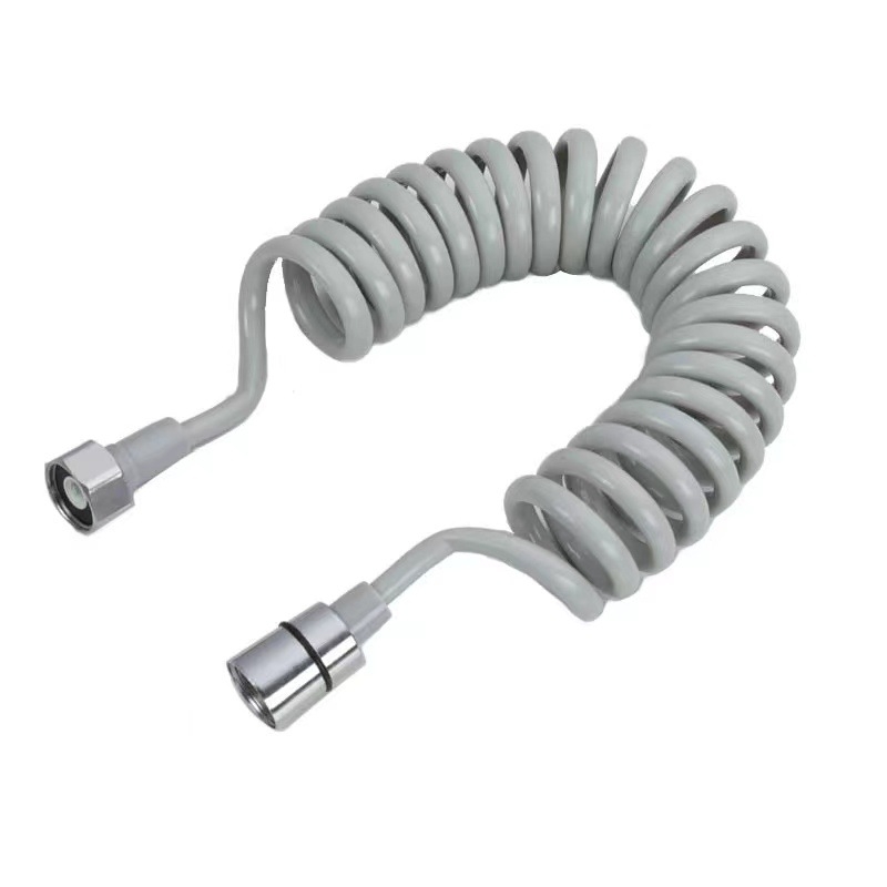 Dušo purškimo pistoleto PU spyruokline žarna, modelis 000280, nominalus slėgis 1.36 MPa, darbinė temperatūra 0–88°C, montavimas su vidine veržle, prekinis ženklas Canglan