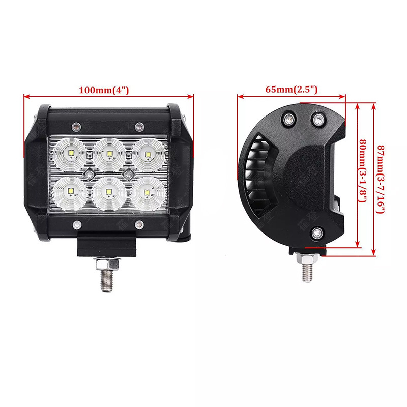 LED φως εργασίας 18W-B3, λειτουργία 12V, περίβλημα από κράμα αλουμινίου, συμβατό με όλα τα οχήματα
