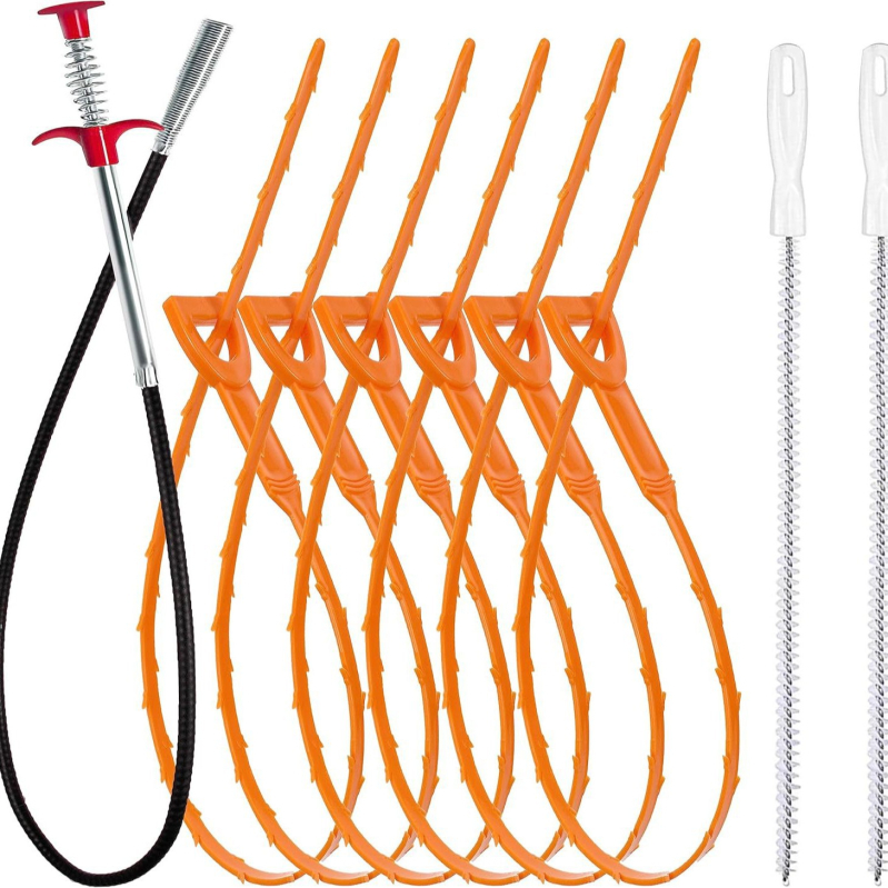 Set de curățare a canalizării, metal, 9 bucăți