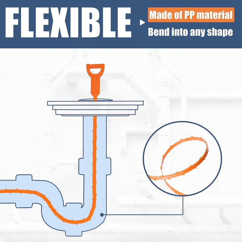 Set de curățare a canalizării, metal, 9 bucăți