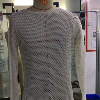 Ανδρικό ελαφρύ πλεκτό μακρυμάνικο T-shirt με στρογγυλή λαιμόκοψη, στενή γραμμή, μονόχρωμο, καλοκαιρινό, πολυεστερικό ύφασμα