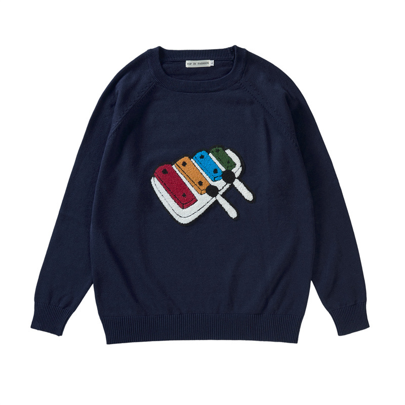 Pleteni pulover - Angora vlakna i pamuk, prugasti uzorak, okrugli izrez, dugi rukavi, retro etnički stil