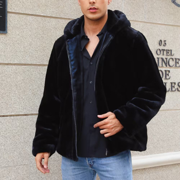 Pánska bunda so zipsom a kapucňou, krátky strih, vetru odolná, viaceré vrecká