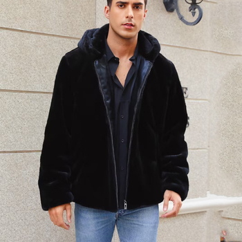 Pánska bunda so zipsom a kapucňou, krátky strih, vetru odolná, viaceré vrecká