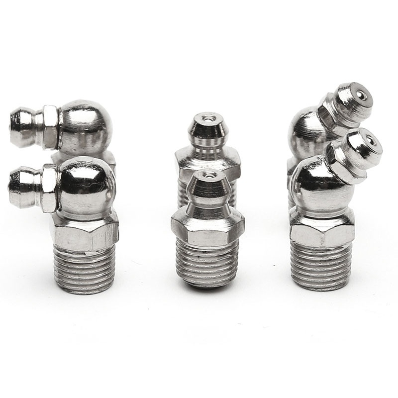 60 vnt tepalų antgalių rinkinys tepalų pistolėlei – tiesūs ir išlenkti, nikeliuoti, sriegiai M6/M8/M10