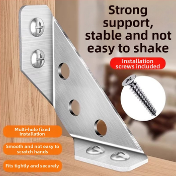 Ανοξείδωτο γωνιακό στήριγμα για έπιπλα, πολυχρηστικό, στερέωση σε τρεις πλευρές, αντιδονητικό με βίδες